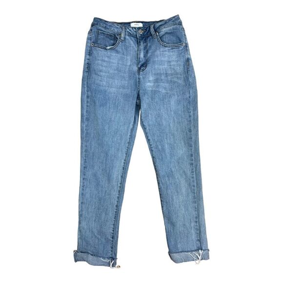 Forever 21 High Waist Cuffed Blue Ankle Blue Mom Jeans Women’s Size 27 EUC - Picture 1 of 6